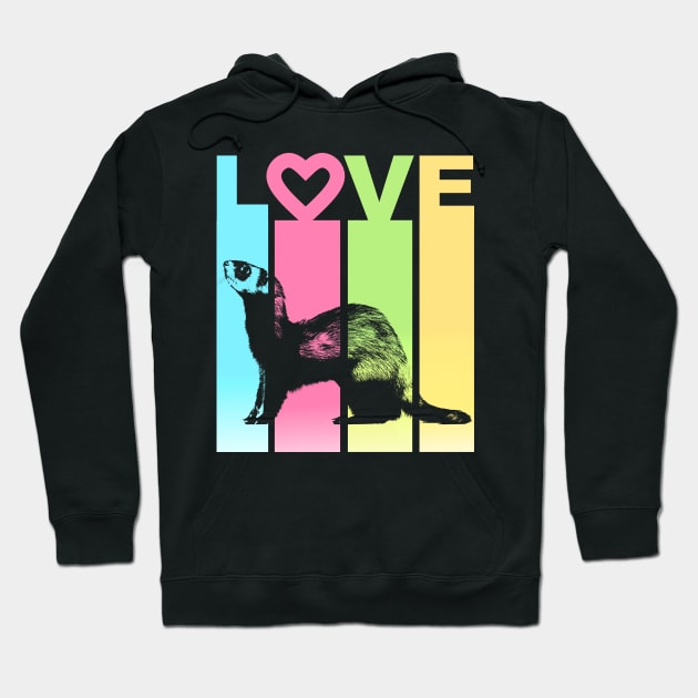 Retro Stripes Love Ferret Hoodie by CeeGunn